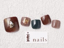 アイネイルズ 梅田店(I nails)/ボルドー秋色フット￥8200