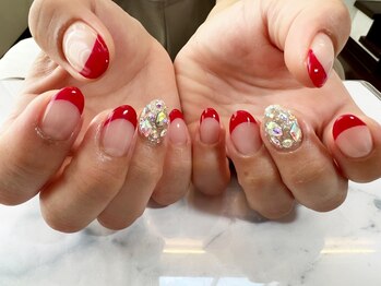 パールビューティーラッシュアンドネイル(Pearl Beauty Lash nail)/赤フレンチ