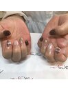 秋ネイルチェック柄