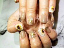 シュガーネイル(sugar nail)/ぷっくりひまわりネイル