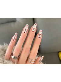 クリスマス/冬ネイル/ボルドー