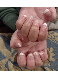 フレンチ　花　フラッシュネイル