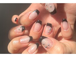 フレンチネイル＋パーツ追加