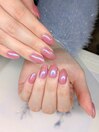 【ネイル】オーロラ×ピンク