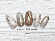 エストラッシュアンドネイル 銀座店(est lash&nail)/マグネットパールフラワーネイル