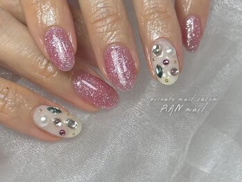 RANnail/フラッシュラメ×ピンクネイル