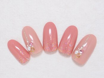 シックネイル(CHIC nail)/ラメ&ストーン オフィスピンク