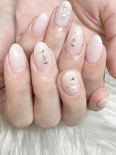 マヌスキュア/ツリー雪だるまネイル