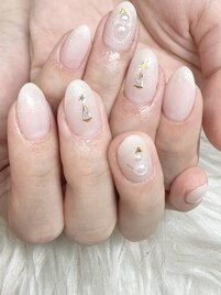 ツリー雪だるまネイル