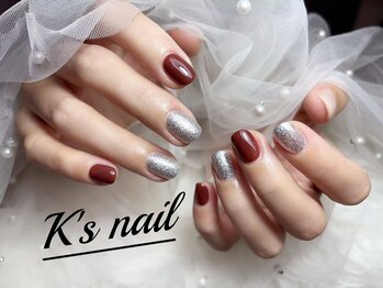 ケイズネイル 八王子(K's Nail Salon)/ワンカラー赤ｘシルバー