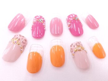 ネイルサロンクイール 宇都宮店(NAIL SALON QUILL)/丸フレンチ+レオパード