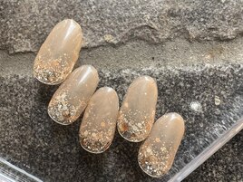 秋ネイル×スキンベージュネイル