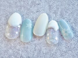 雪の結晶 ぷっくり 冬ネイル