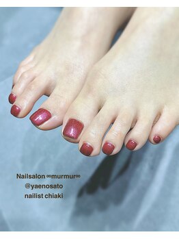 マーマ 八戸ノ里店(murmur)/赤ラメフットネイル