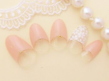 ネイルサロン ハンナ(Nail salon Hanna.Ri)/フラワー逆フレンチネイル
