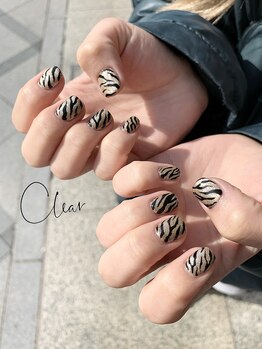 クリア(Clear)/ゼブラ柄ネイル