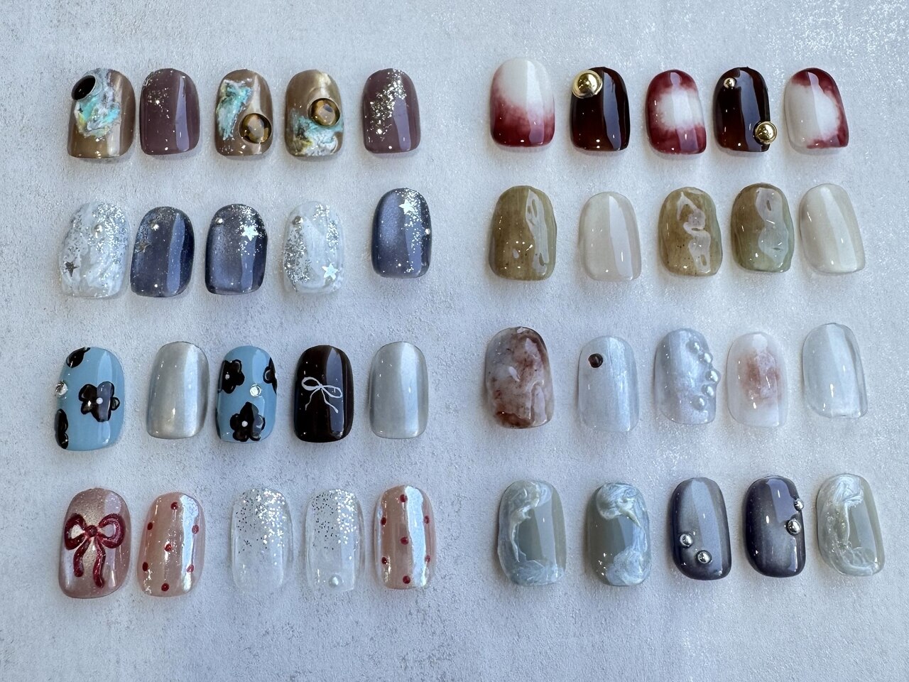 【オーダーページ】ネイルチップ　韓国　ネイビー　リボン　ストーン オーダーページ】ネイルチップ 韓国 ネイビー リボン ストーン リボン