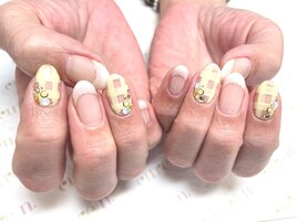 春チェック柄ネイル