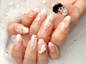 プティ アイビューティ 北浜店(peTiT eyebeauty)/フレンチ チェック ピンク