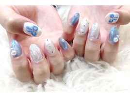 ぷっくりリボンネイル