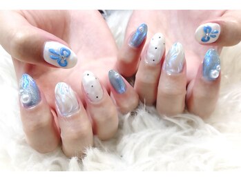 ぷっくりリボンネイル