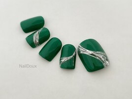 上品ミラーグリーンフットネイル