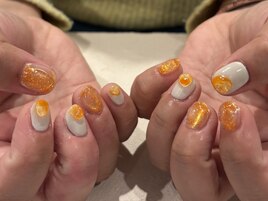 ぷっくりオレンジネイル