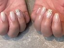 ドット×レースのネイル