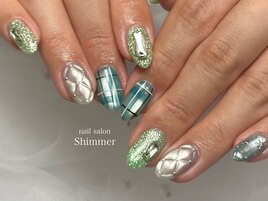 キルティング×チェック柄ネイル