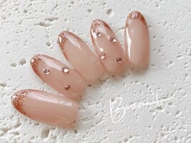 ラメフレンチ　くすみピンク
