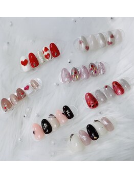 バレンタインネイル