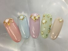 ラリュールネイル(L'Allure nail)/春ダスティパステルネイル￥8200