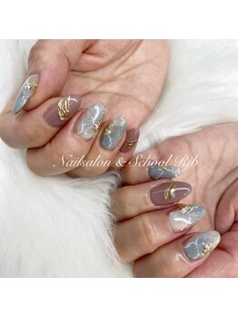 ネイルサロン アンド スクール アールジェイビー(Nailsalon&School Rjb)/大理石風秋ニュアンスネイル