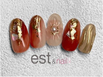 エストラッシュアンドネイル 銀座店(est lash&nail)/和柄着物ネイル／成人式