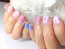 キキララカラー×紫陽花ネイル