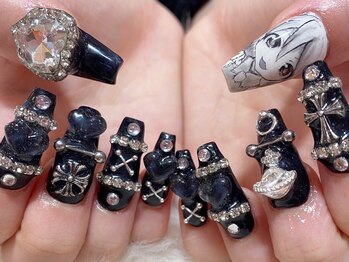 ネイルサロン ネイルズゴーゴー 渋谷店(NAILSGOGO)の写真/≪ロングネイルとゴテゴテ、どっちも欲張るならコレ!!≫【人気No.1☆スカルプにパーツ量産つけ放題¥25500】