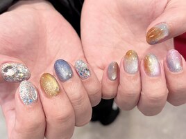 多色ラメ×ニュアンスネイル