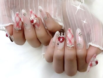 プティネイル 池袋(Puty Nail)/チェックチークネイル　スカルプ