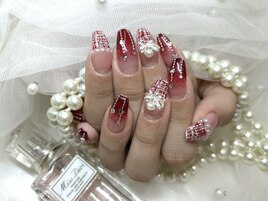 【Miyu】ツイード赤ネイル
