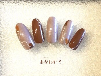 ネイルサロン あかねいろ/秋冬ネイル　オフィス手描き