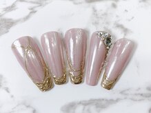 ラリュールネイル(L'Allure nail)/ピンクパールミラーネイル¥8200