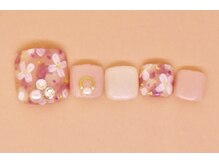 ダブルネイル(Double Nail)/ガーリーフラワーフットネイル