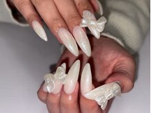 ジェミーネイル シンジュク(Jemiy nail shinjuku)/【Remi】白キラキラリボン¥8700