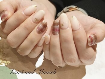 マニッシュ(Manish)/チェック柄/イニシャル/ホワイト