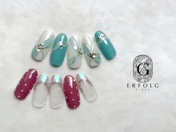 ネイルサロン エアフォルク 銀座(Erfolg)/リボン×ミラーフレンチ