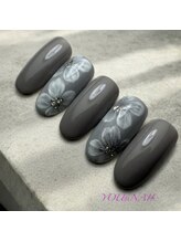 ユウネイル(YOU由NAIL)/大人上品なモノトーンフラワー