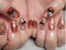 エムユーファイブネイル(MU5-nail)/チェック×オレンジマグネット