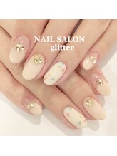 ネイルサロン グリッター(NAIL SALON glitter)/押し花風ネイル