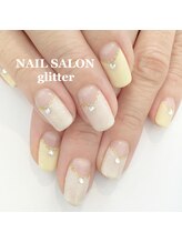 ネイルサロン グリッター(NAIL SALON glitter)/春の逆フレンチネイル