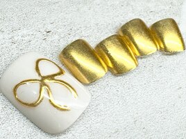 ゴールド リボンネイル